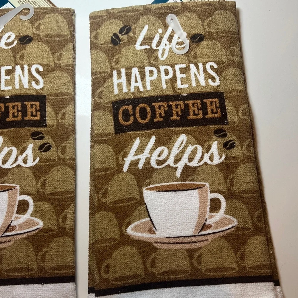 Coffee Themed Kitchen Towels- Set of 2-  Great Gift set!